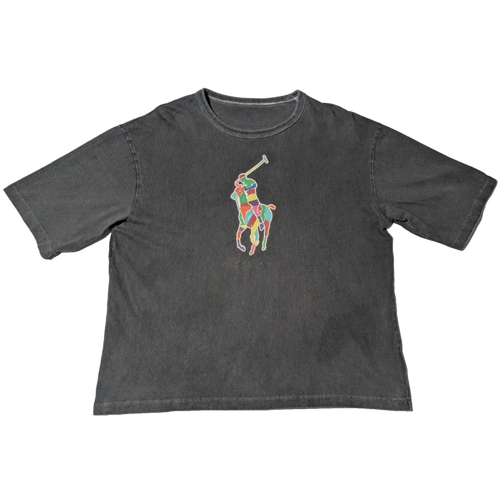 Polo Ralph Lauren Mosaic Color Block Big Pony Gray Fade Jersey T-Shirt - Men XL?